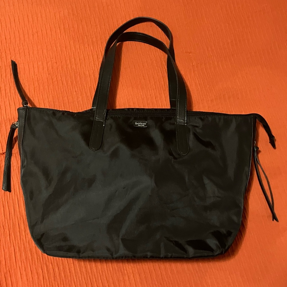 Botkier black nylon and leather tote bag